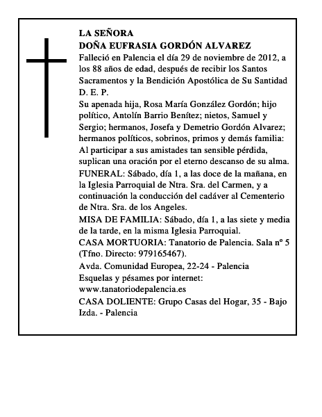Doña Eufrasia Gordón Alvarez
