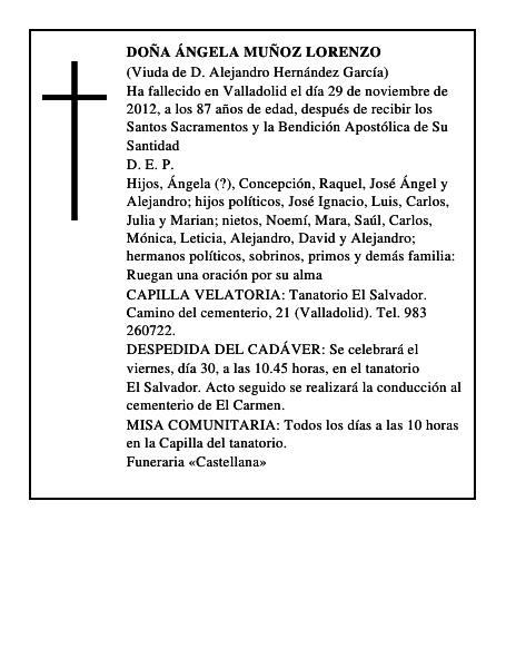 Doña Ángela Muñoz Lorenzo
