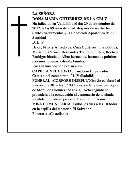 Doña María Gutiérrez de la Cruz