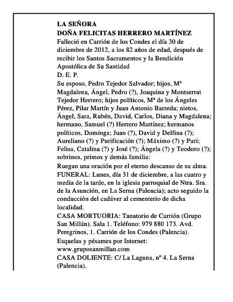 Doña Felicitas Herrero Martínez