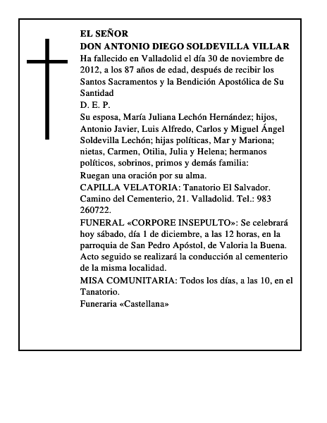 Don Antonio Diego Soldevilla Villar