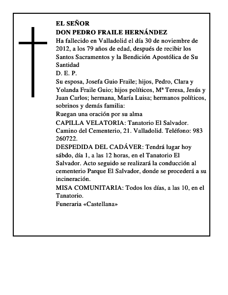 Don Pedro Fraile Hernández