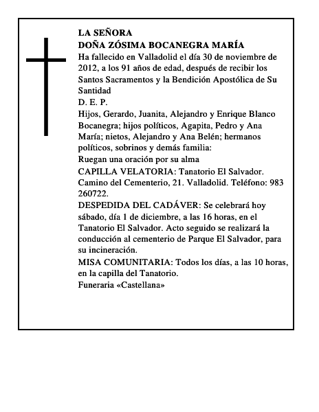 Doña Zósima Bocanegra María