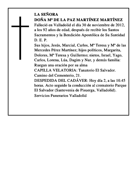 Doña Mª de la Paz Martínez Martínez