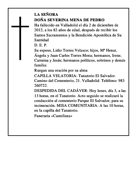 Doña Severina Mena de Pedro