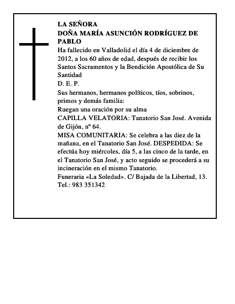 Doña María Asunción Rodríguez de Pablo