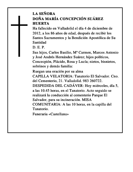 Doña María Concepción Suárez Huerta