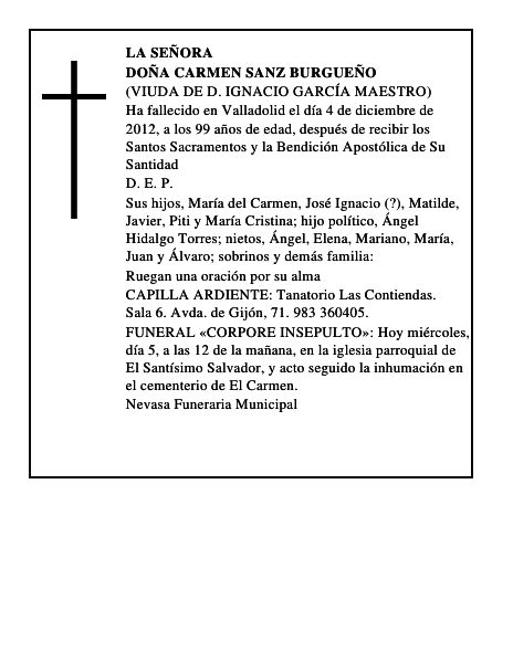 Doña Carmen Sanz Burgueño