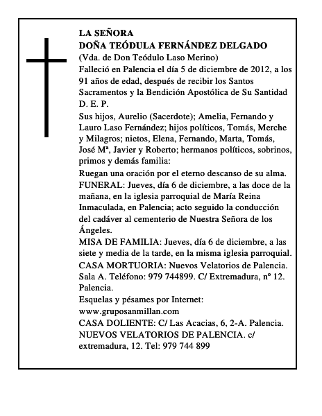 Doña Teódula Fernández Delgado