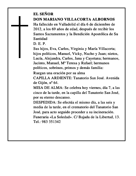 Don Mariano Villacorta Albornos