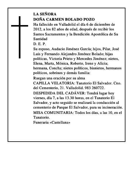 Doña Carmen Bolado Pozo
