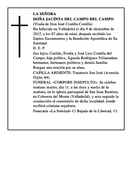 Doña Jacinta del Campo del Campo