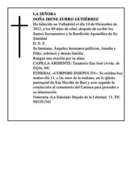Doña Irene Zurro Gutiérrez