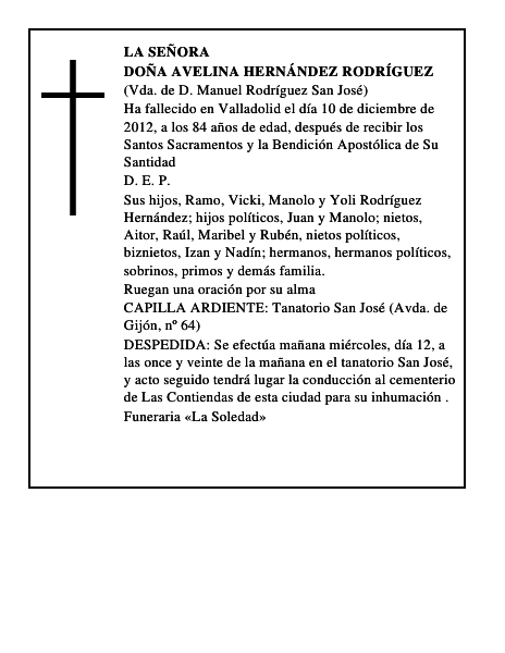 Doña Avelina Hernández Rodríguez