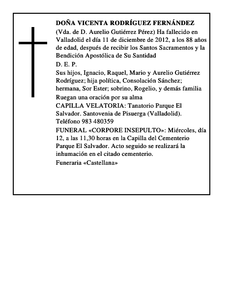 Doña Vicenta Rodríguez Fernández