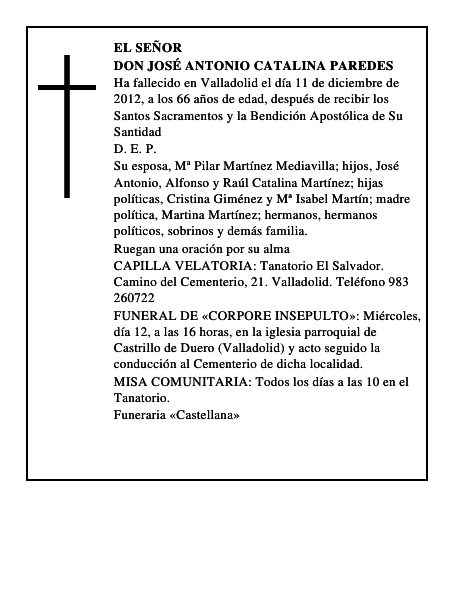 Don José Antonio Catalina Paredes