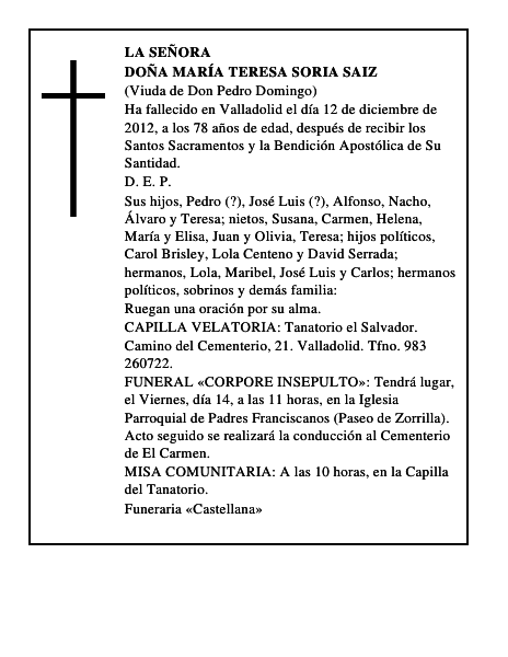 Doña María Teresa Soria Saiz