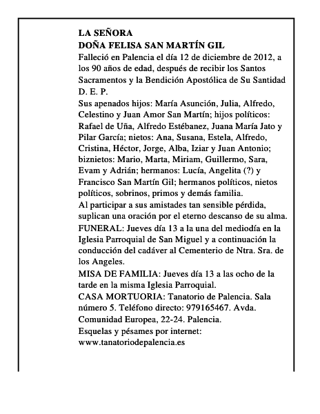 Doña Felisa San Martín Gil
