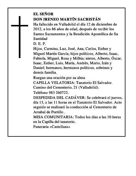 Don Ireneo Martín Sacristán