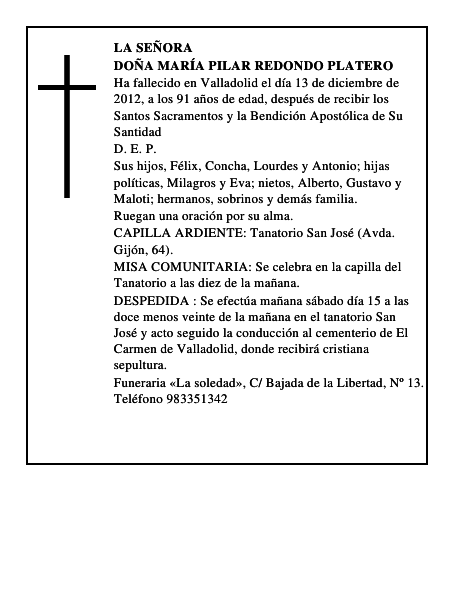 Doña María Pilar Redondo Platero