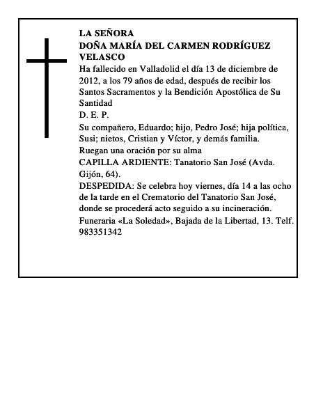 Doña María del Carmen Rodríguez Velasco