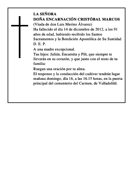 Doña Encarnación Cristóbal Marcos