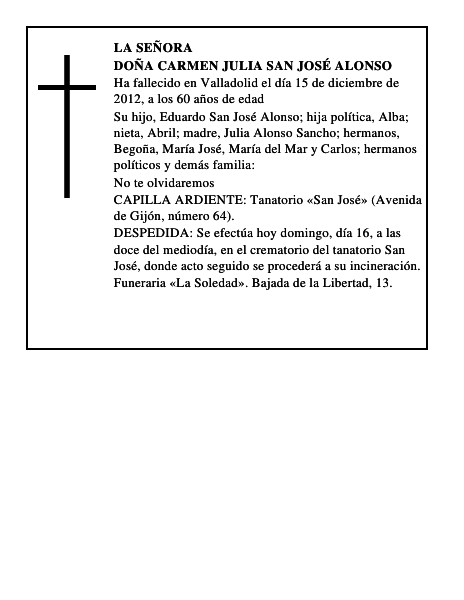Doña Carmen Julia San José Alonso