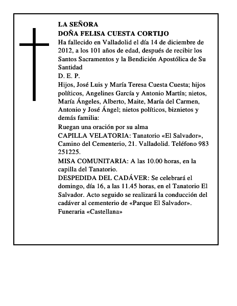 Doña Felisa Cuesta Cortijo