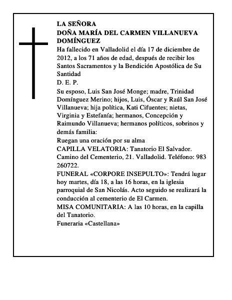 Doña María del Carmen Villanueva Domínguez