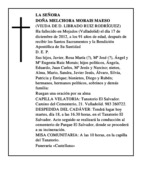 Doña Melchora Morais Maeso