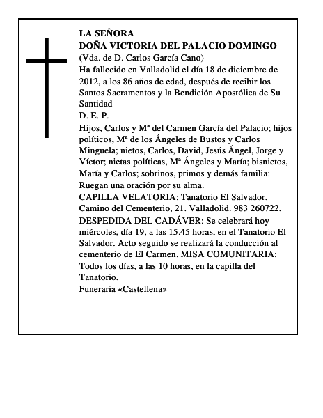 Doña Victoria del Palacio Domingo