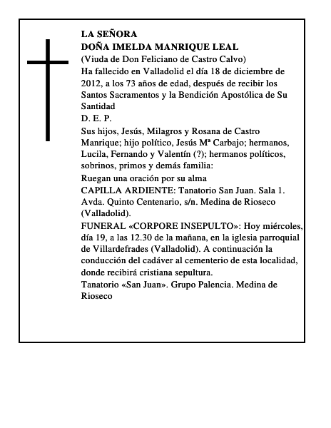Doña Imelda Manrique Leal