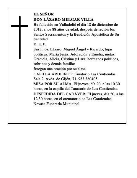 Don Lázaro Melgar Villa