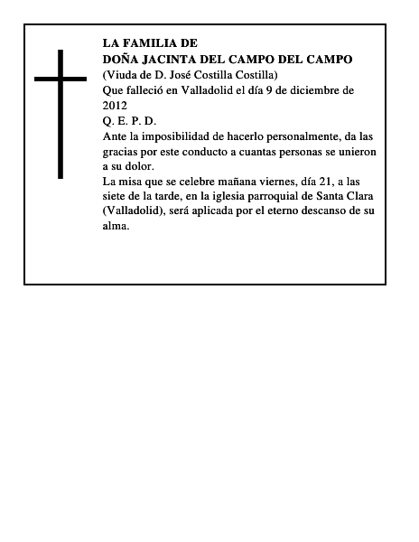 Doña Jacinta del Campo del Campo
