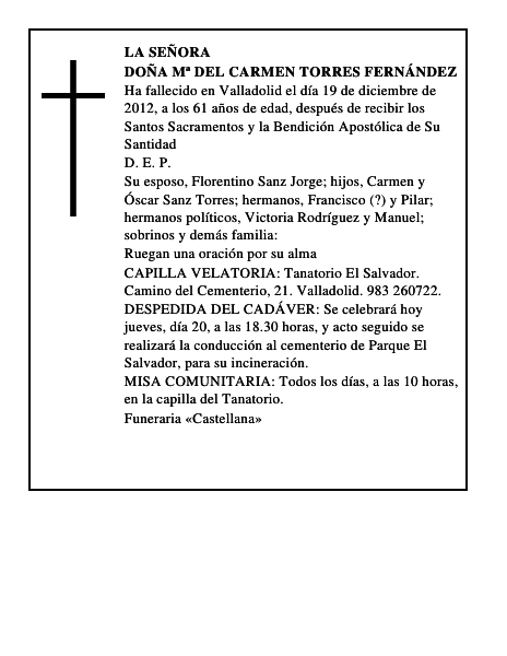 Doña Mª del Carmen Torres Fernández