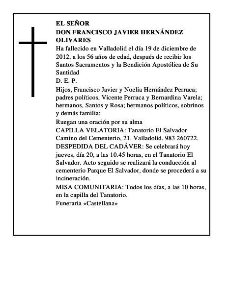 Don Francisco Javier Hernández Olivares
