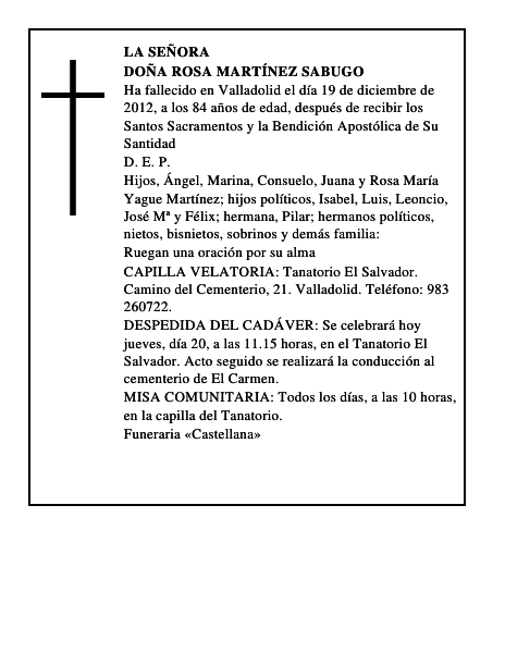Doña Rosa Martínez Sabugo