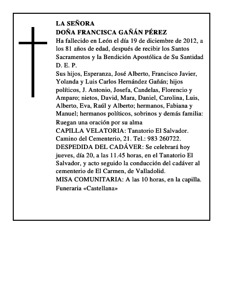 Doña Francisca Gañán Pérez