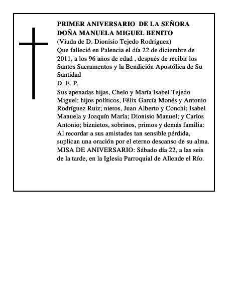 Doña Manuela Miguel Benito