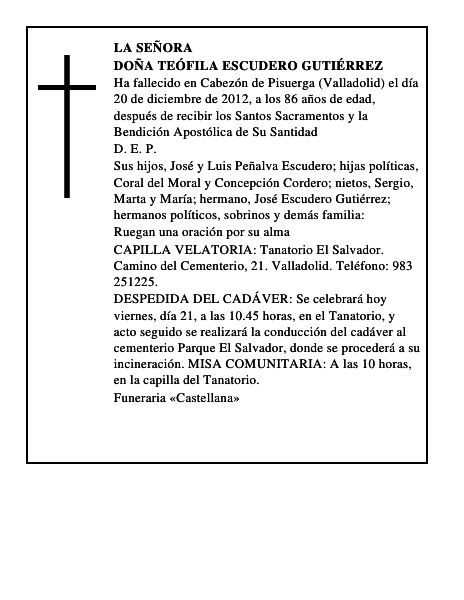 Doña Teófila Escudero Gutiérrez