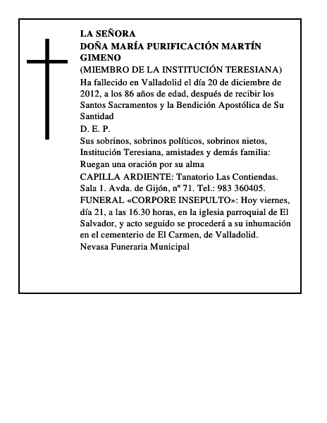 Doña María Purificación Martín Gimeno