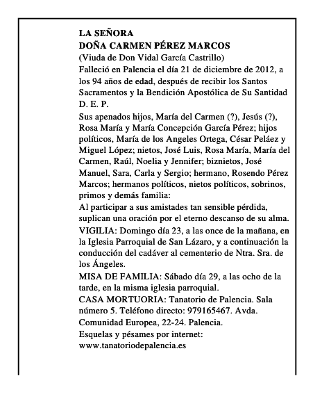 Doña Carmen Pérez Marcos