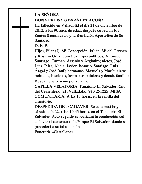 Doña Felisa González Acuña