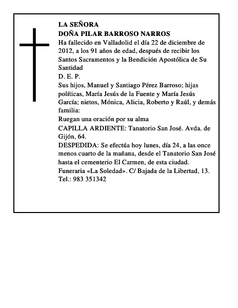 Doña Pilar Barroso Narros