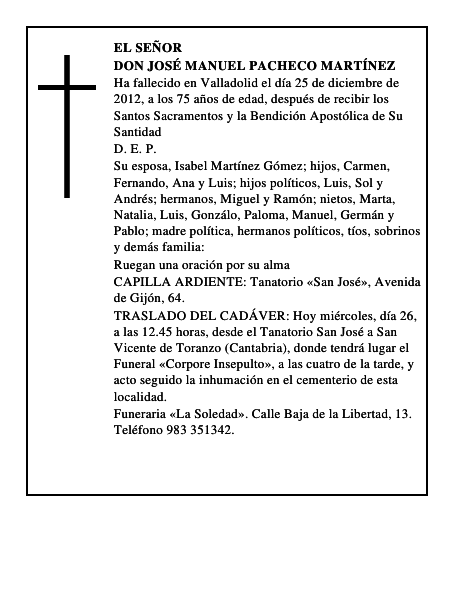 Don José Manuel Pacheco Martínez