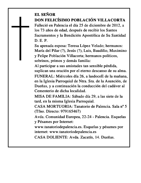 Don Felicísimo Población Villacorta