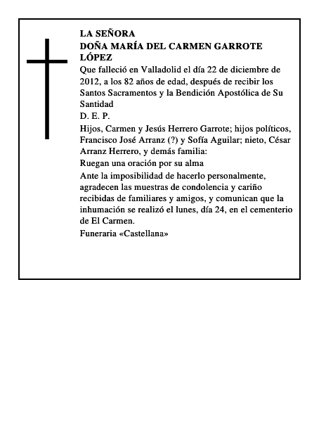 Doña María del Carmen Garrote López