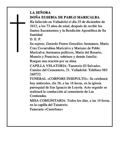 Doña Eusebia de Pablo Maricalba