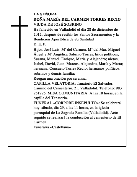 Doña María del Carmen Torres Recio