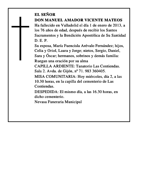 Don Manuel Amador Vicente Mateos